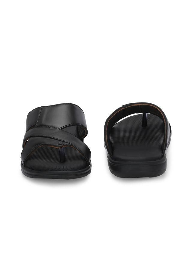 Men's Puffy Cloud Black Leather Slippers