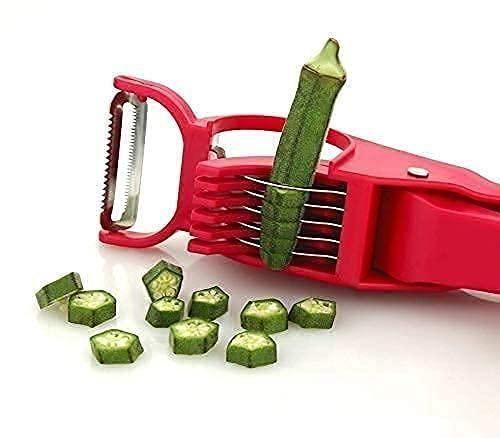 Vegetable Cutter 5 Sharp Blade with Peeler 2 in 1 ? Multi-Color (Pack Of 2)