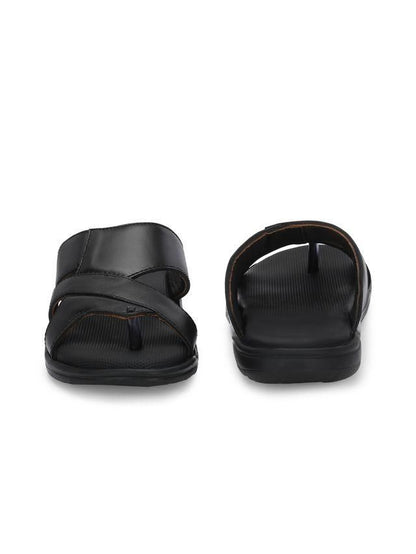 Men's Puffy Cloud Black Leather Slippers