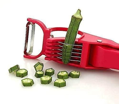 Vegetable Cutter 5 Sharp Blade with Peeler 2 in 1 ? Multi-Color (Pack Of 2)
